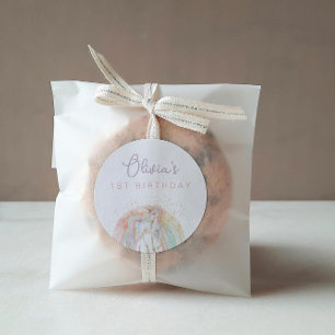 Rainbow Unicorn Pastel Birthday Runder Aufkleber