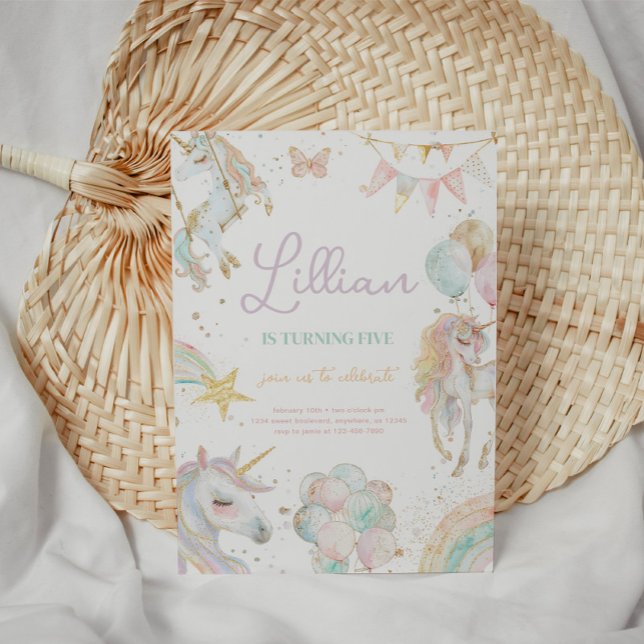 Rainbow Unicorn Pastel Geburtstag Einladung (Von Creator hochgeladen)