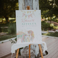 Rainbow Unicorn Pastel Geburtstagsparty Willkommen