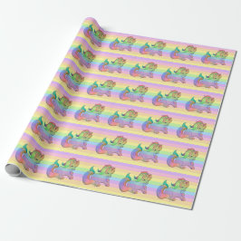 Rainbow Unicorn Pastel Streifen Geschenkpapier