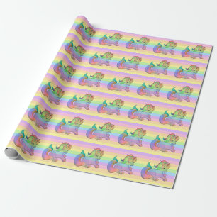 Rainbow Unicorn Pastel Streifen Geschenkpapier