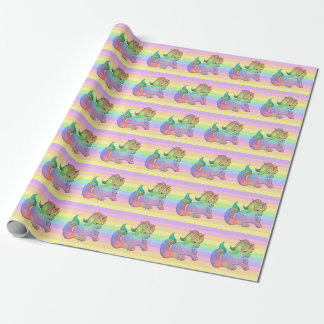 Rainbow Unicorn Pastel Streifen Geschenkpapier