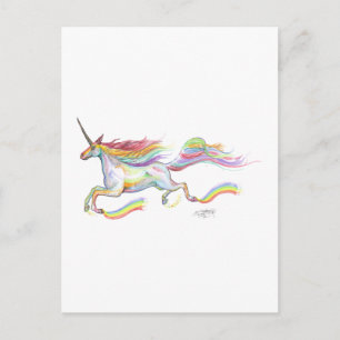 Rainbow Unicorn Pegasus Pferdepony Niedlich Postkarte