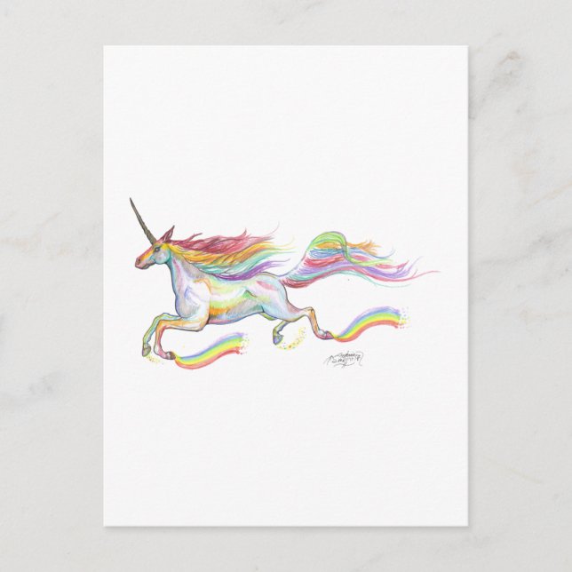 Rainbow Unicorn Pegasus Pferdepony Niedlich Postkarte (Vorderseite)