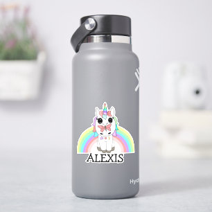 Rainbow Unicorn Personalisiert Name Aufkleber