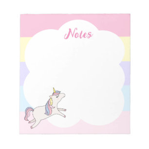 Rainbow Unicorn Personalisiert Notepad Notizblock