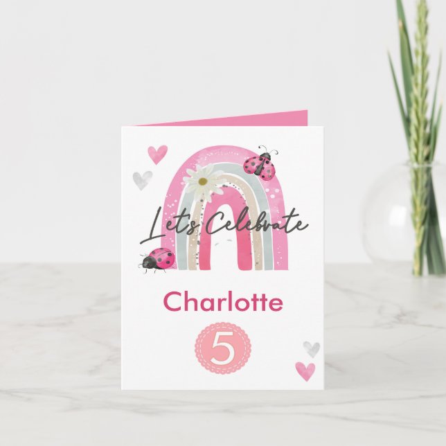 Rainbow Unicorn Personalisiertes Zeitalter Lila Karte (Vorderseite)