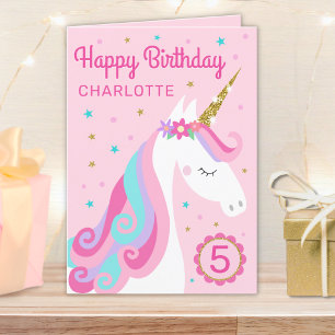 Rainbow Unicorn Personalisiertes Zeitalter Rosa Ge Karte