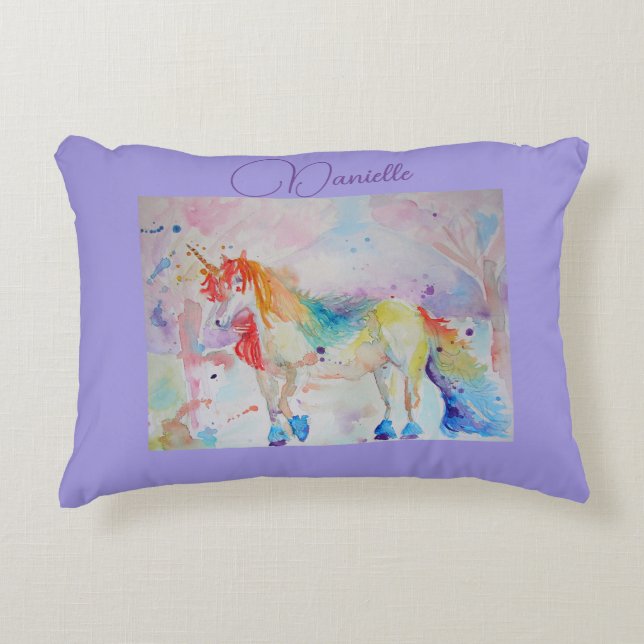 Rainbow Unicorn Pink Girls Kinderzimmer Liebe Kiss Dekokissen (Vorderseite)