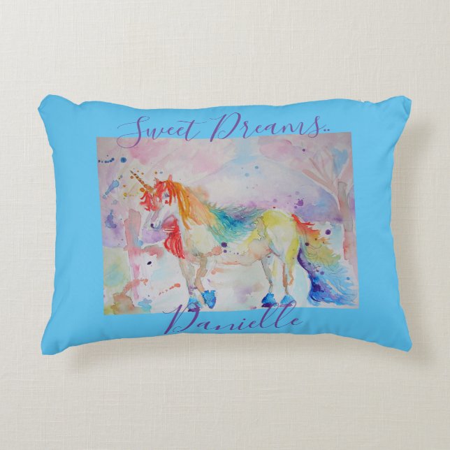 Rainbow Unicorn Pink Girls Sweet Dreams Cushion Dekokissen (Vorderseite)