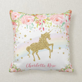 Rainbow Unicorn Pink Gold Baby Girl Nursery Decor Kissen