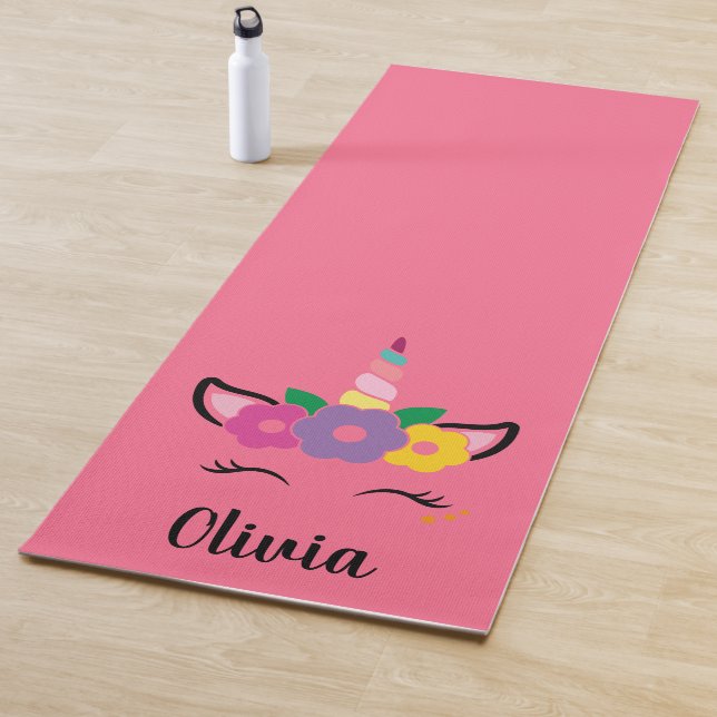 Rainbow Unicorn Pink Personalisiert Yoga Mat Yogamatte (Beispiel)