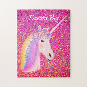 Rainbow Unicorn Rosa Glitzer Sparkasse Puzzle