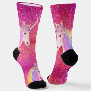 Rainbow Unicorn Rosa Glitzer Traum Socken