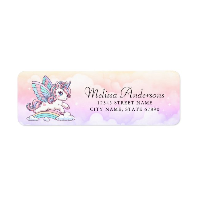 Rainbow Unicorn-Rücksendeadressen-Aufkleber (Vorne)