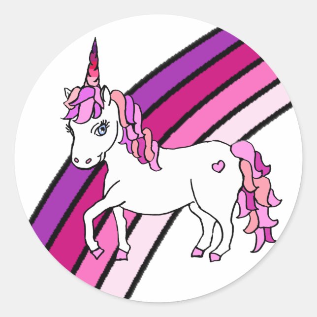 Rainbow Unicorn Runder Aufkleber (Vorderseite)