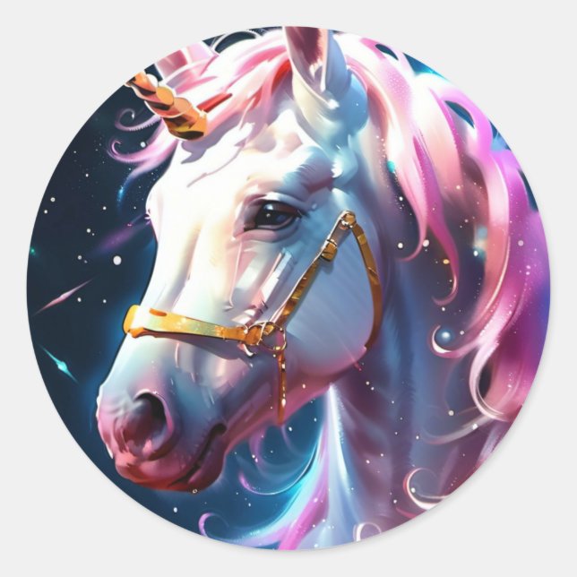 Rainbow Unicorn Runder Aufkleber (Vorderseite)