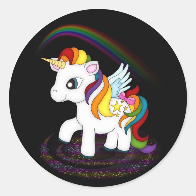 Rainbow Unicorn Runder Aufkleber (Vorderseite)