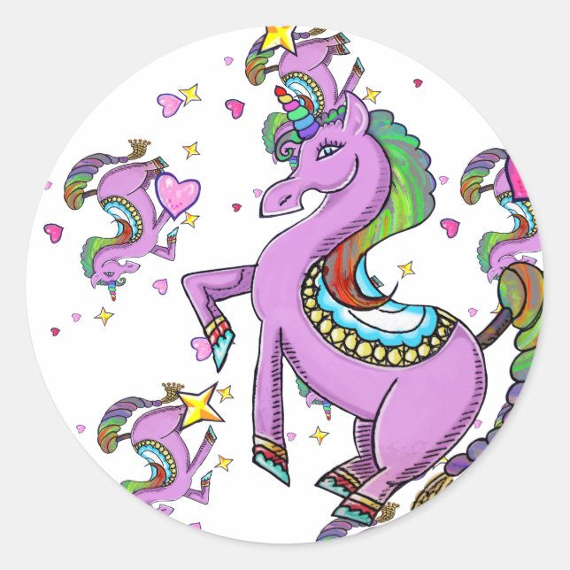 Rainbow Unicorn Runder Aufkleber (Vorderseite)