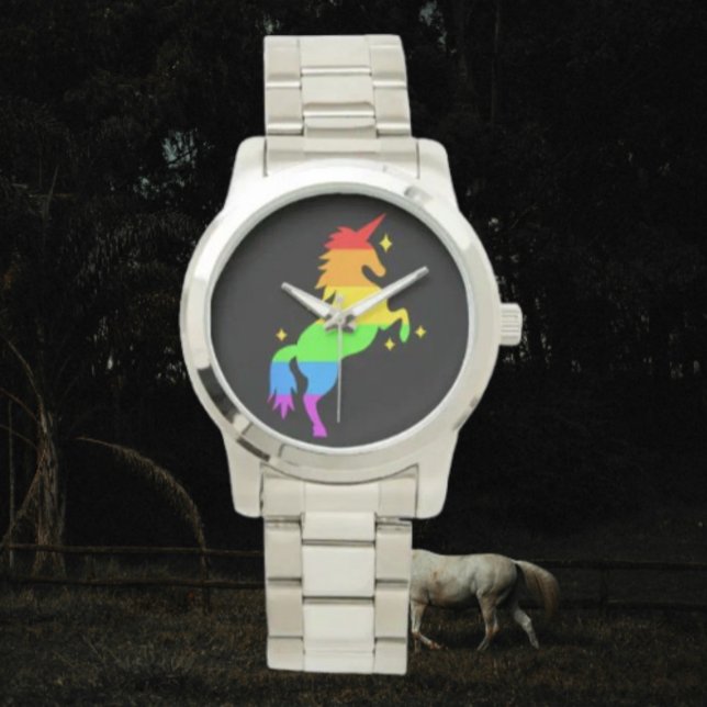 Rainbow Unicorn Silver Watch Armbanduhr (Von Creator hochgeladen)