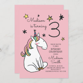 Rainbow Unicorn Stars Einladung zum Geburtstag
