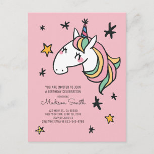 Rainbow Unicorn Stars Einladung zum Geburtstag