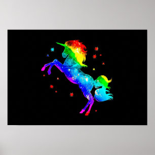 Rainbow Unicorn Stars Galaxie-Stil Raum Poster