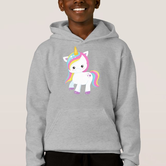 Rainbow Unicorn, Stern, Niedliches Einhorn, Zauber Hoodie (Vorderseite)