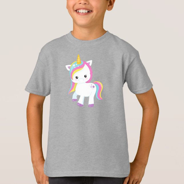 Rainbow Unicorn, Stern, Niedliches Einhorn, Zauber T-Shirt (Vorderseite)