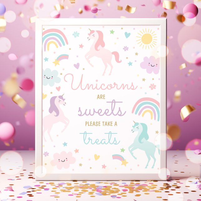 Rainbow Unicorn Süßigkeiten und Leckereien Geburts Poster (Von Creator hochgeladen)