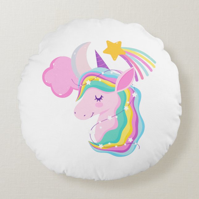 Rainbow Unicorn Throw Kissen (Vorderseite)