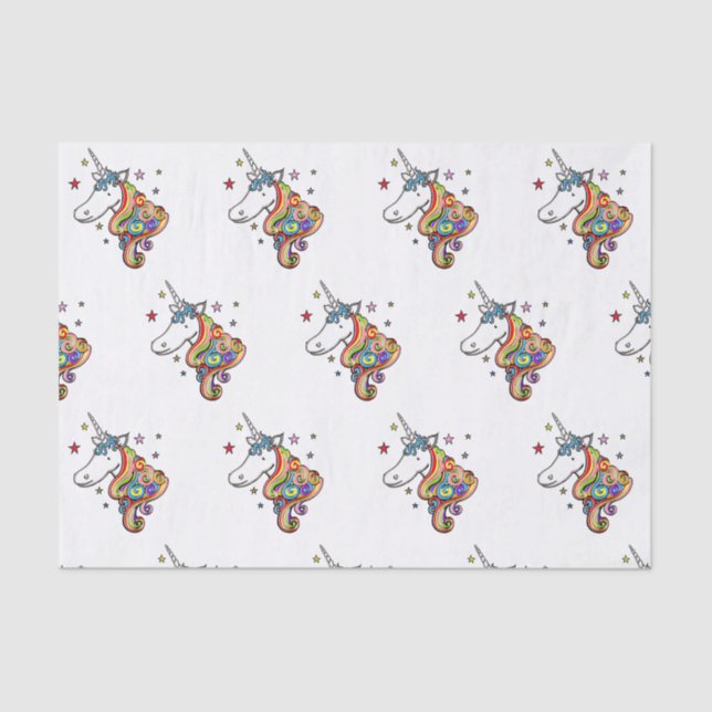 Rainbow Unicorn Tissue Paper Seidenpapier (Vorderseite)