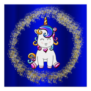 Rainbow Unicorn und Glitzer Poster