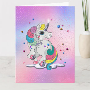 Rainbow Unicorn und Stars Geburtstag Karte