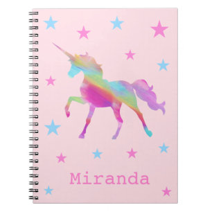 Rainbow Unicorn und Stars Notebook Notizblock