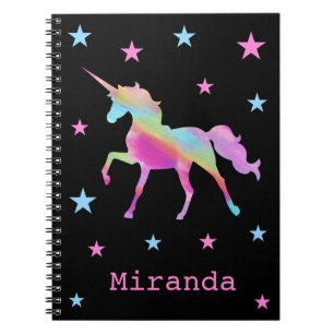 Rainbow Unicorn und Stars Notebook Notizblock