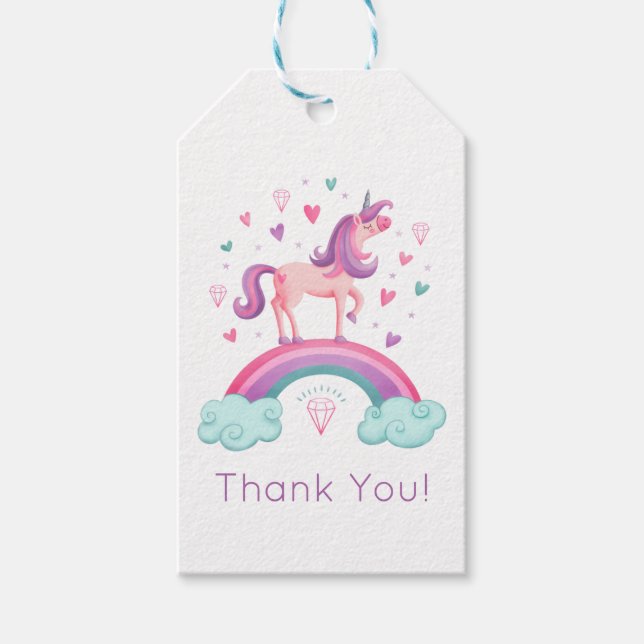 Rainbow Unicorn Vielen Dank Geschenkanhänger (Vorderseite)