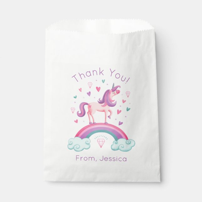 Rainbow Unicorn Vielen Dank Geschenktütchen (Vorderseite)