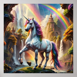 Rainbow Unicorn vor Castle Poster