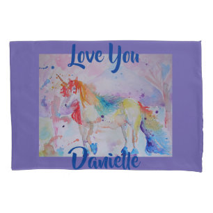 Rainbow Unicorn Wasserfarbe Lila Liebe Kissen Case Kissenbezug