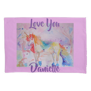 Rainbow Unicorn Watercolor Pink Liebe Kissen Case Kissenbezug