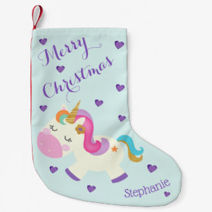 Rainbow Unicorn Weihnachts-Glitzer Aqua Kleiner Weihnachtsstrumpf