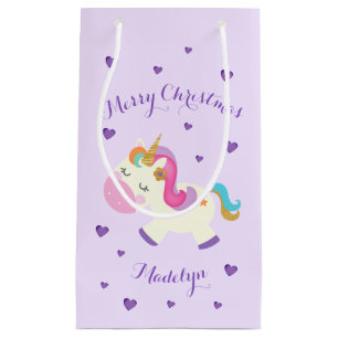 Rainbow Unicorn Weihnachtsfest Glitzer Lila Kleine Geschenktüte