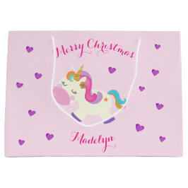 Rainbow Unicorn Weihnachtsfest Glitzer Pink Große Geschenktüte