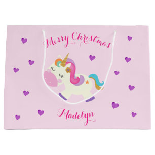 Rainbow Unicorn Weihnachtsfest Glitzer Pink Große Geschenktüte