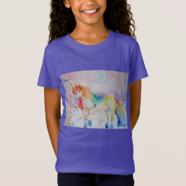 Rainbow Unicorn Whimsical Watercolor Girls T Shirt