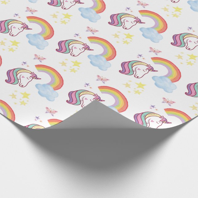 Rainbow & Unicorn Wrapping Paper Geschenkpapier (Ecke)