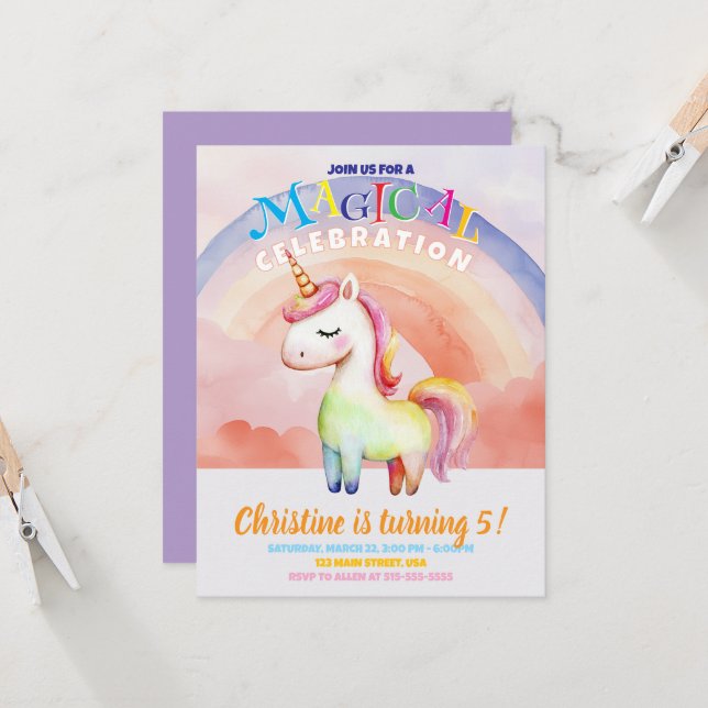Rainbow Unicorns Flachkarte (Vorderseite/Rückseite Beispiel)