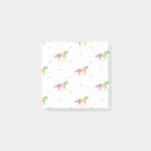 Rainbow Unicorns & Gold Stars Muster Post-it Klebezettel