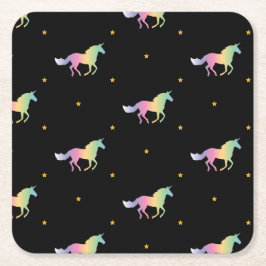 Rainbow Unicorns & Gold Stars Muster Rechteckiger Pappuntersetzer